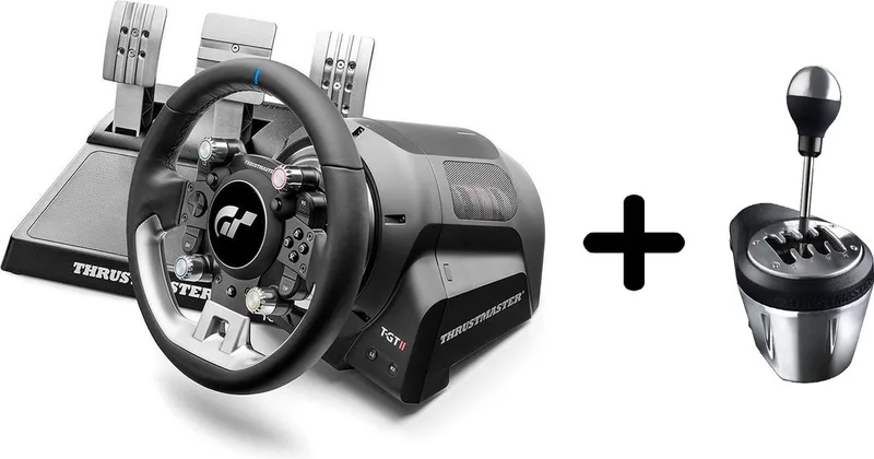 T-GT II - Racestuur met 3 Pedalen + TH8A Gaming racestuurshifter - Force Feedback - Voor PS5, PS4, PC by Thrustmaster – cover
