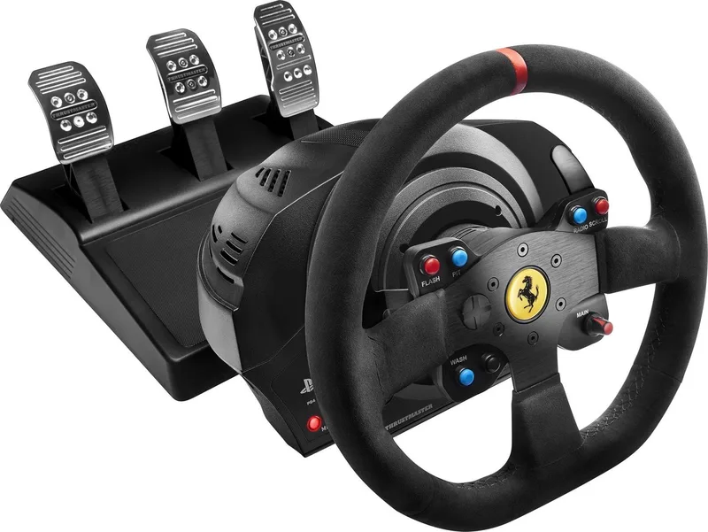 T300 Ferrari Integral - Racestuur met 3 pedalen - Force Feedback - voor PS5 / PS4 / PC van Thrustmaster – cover