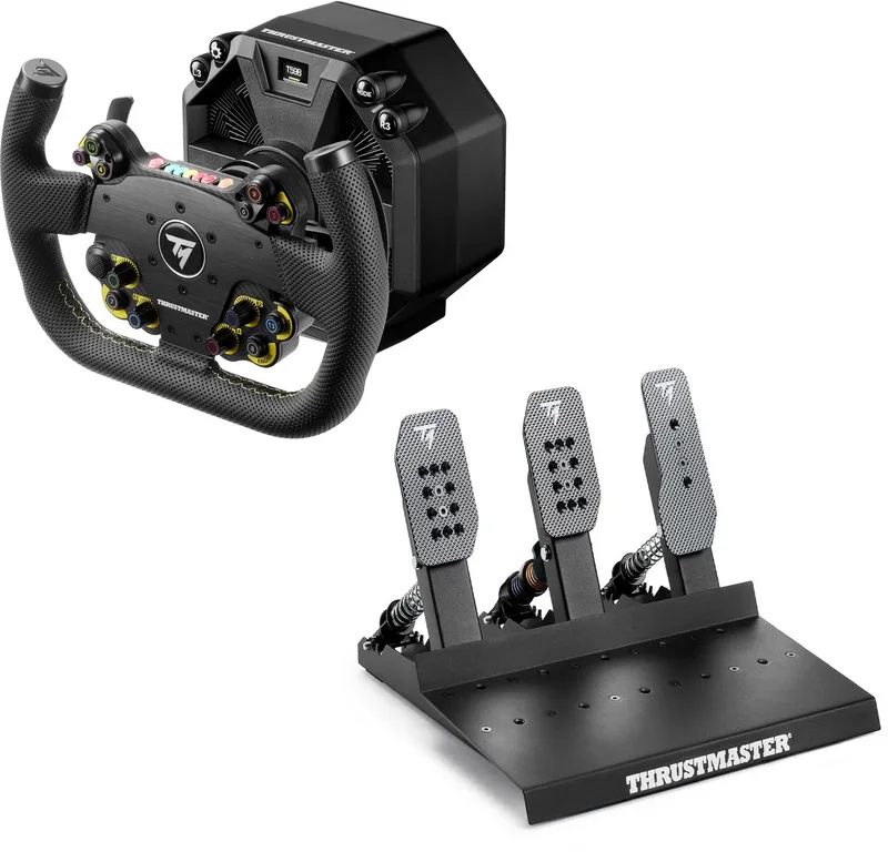 T598 Servo Base Direct Axial Drive 10 Nm Force Feedback + EVO Racing 31U Leather + Raceline Pedals III LC – Direct Drive Sim Racing Set - PC - PS4 - PS5 by Thrustmaster – cover