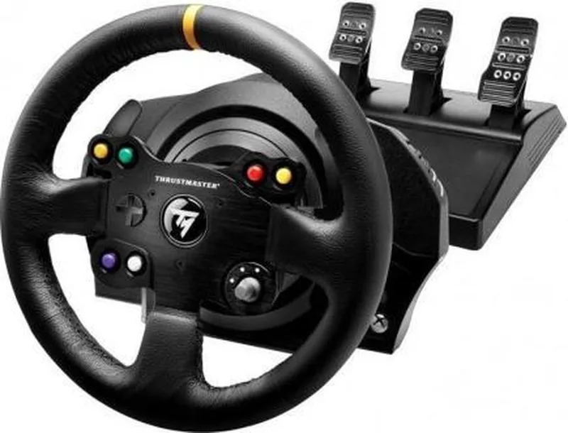 TX Leather Edition - Racestuur en 3 Pedalen - Force Feedback - voor PC, Xbox Series X | S de Thrustmaster – jaquette