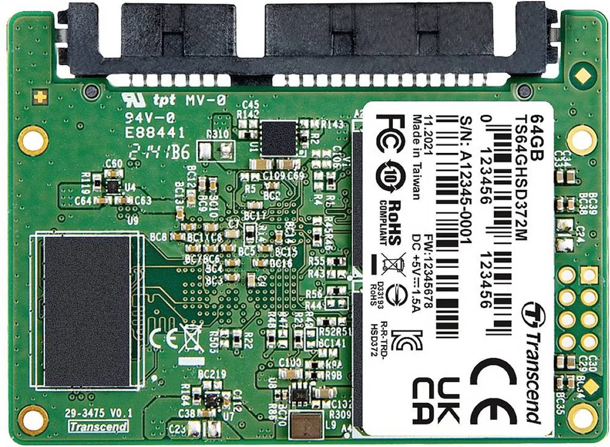 HSD372M 64 GB Intern half-slim SSD industri SATA III Industrial TS64GHSD372M från Transcend – omslag