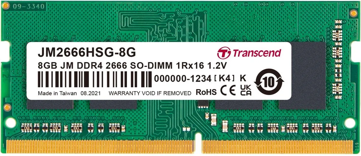 JM2666HSB-8G geheugenmodule 8 GB 1 x 8 GB DDR4 2666 MHz by Transcend – cover