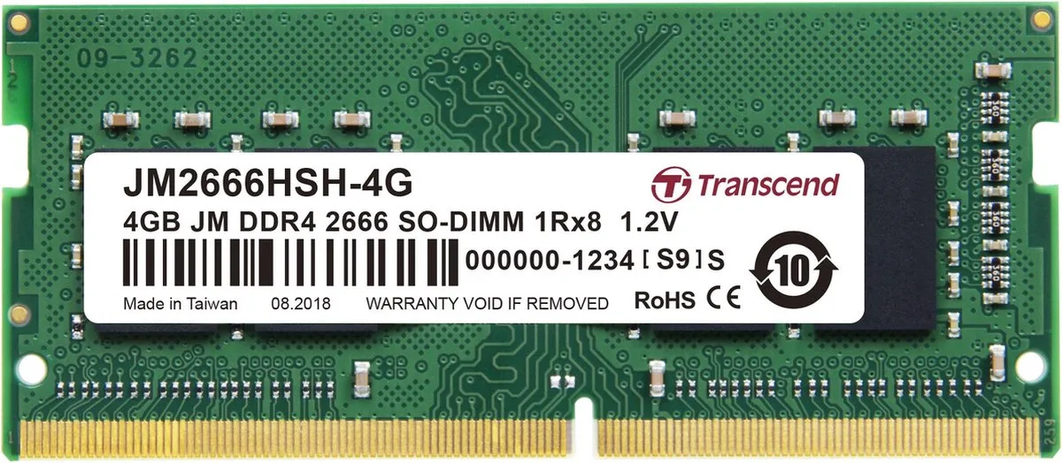 JM2666HSH-4G geheugenmodule 4 GB 1 x 4 GB DDR4 2666 MHz fra Transcend – cover