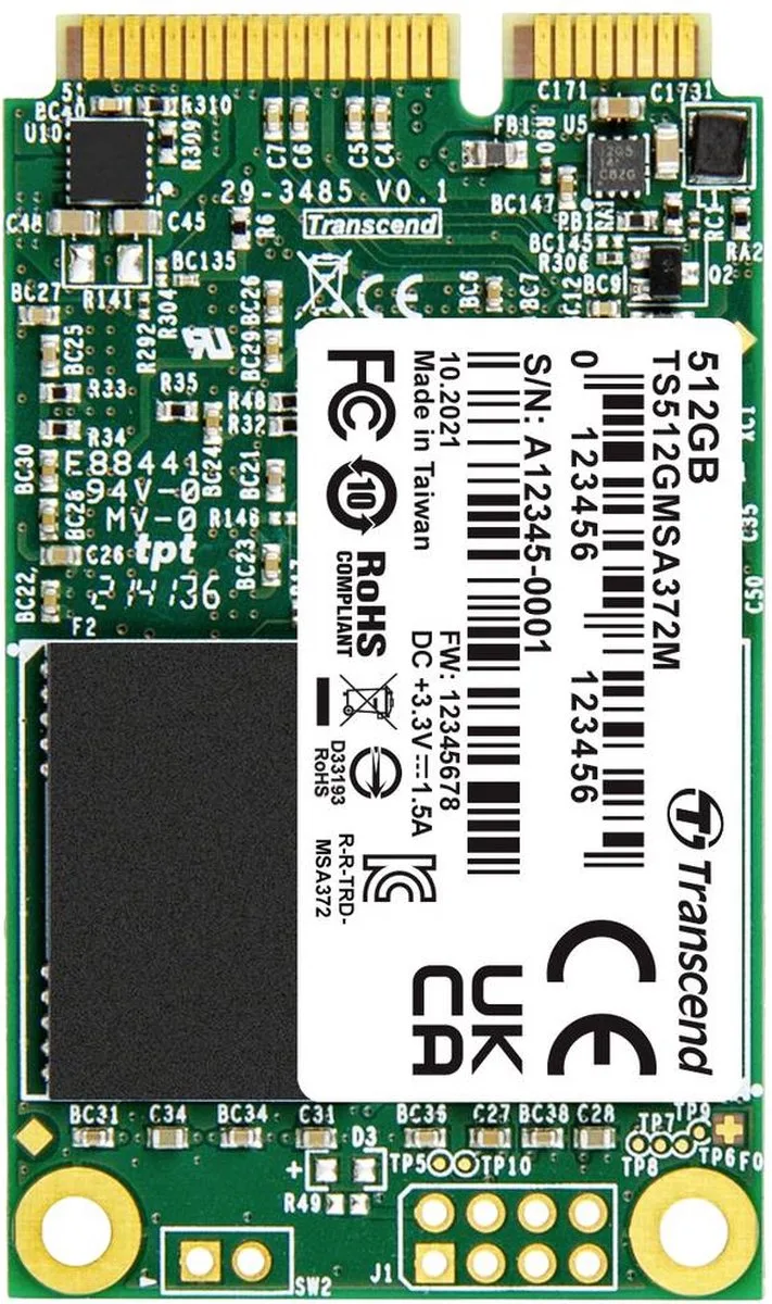 MSA372M 512 GB mSATA SSD harde schijf SATA III Retail TS512GMSA372M från Transcend – omslag