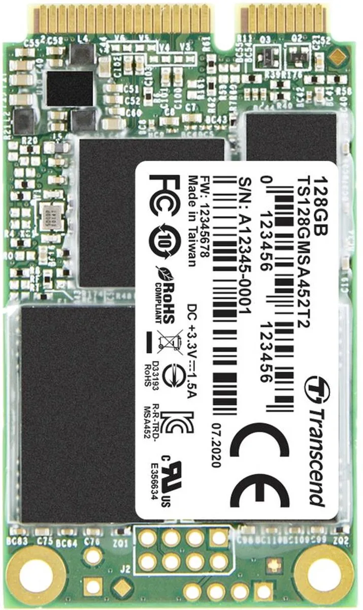 MSA452T2 128 GB Intern mSATA SSD SATA 6 Gb/s Industrial TS128GMSA452T2 fra Transcend – cover