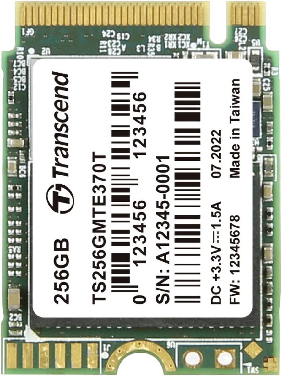MTE370T 256 GB NVMe/PCIe M.2 SSD 2230 harde schijf PCIe NVMe 3.0 x4 Industrial TS256GMTE370T från Transcend – omslag
