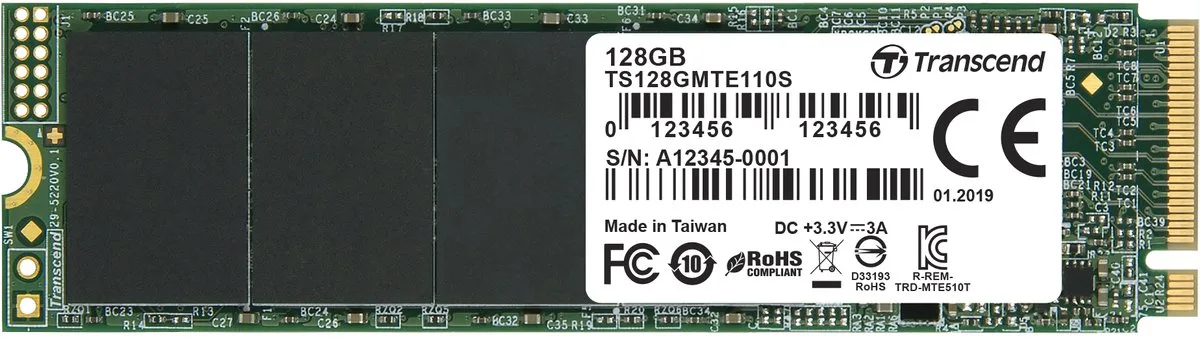 Transcend 110S NVMe/PCIe M.2 SSD 2280 harde schijf 128 GB M.2 NVMe PCIe 3.0 x4 van Transcend – cover
