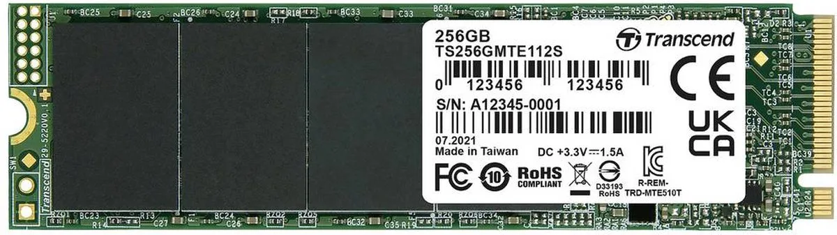 Transcend 112S 256 GB SSD interne NVMe/PCIe M.2 PCIe NVMe 3.0 x4 au détail TS256GMTE112S de Transcend – jaquette