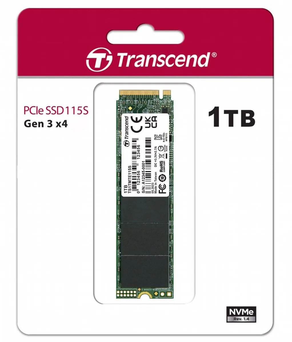 Transcend 115S 1 TB NVMe/PCIe M.2 SSD 2280 harde schijf PCIe NVMe 3.0 x4 Retail TS1TMTE115S by Transcend – cover