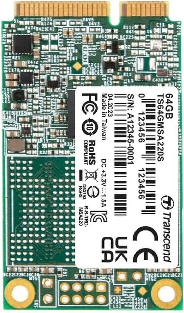 Transcend 220S 64 GB Intern mSATA SSD SATA 6 Gb/s Retail TS64GMSA220S fra Transcend, Flerfarvet – cover