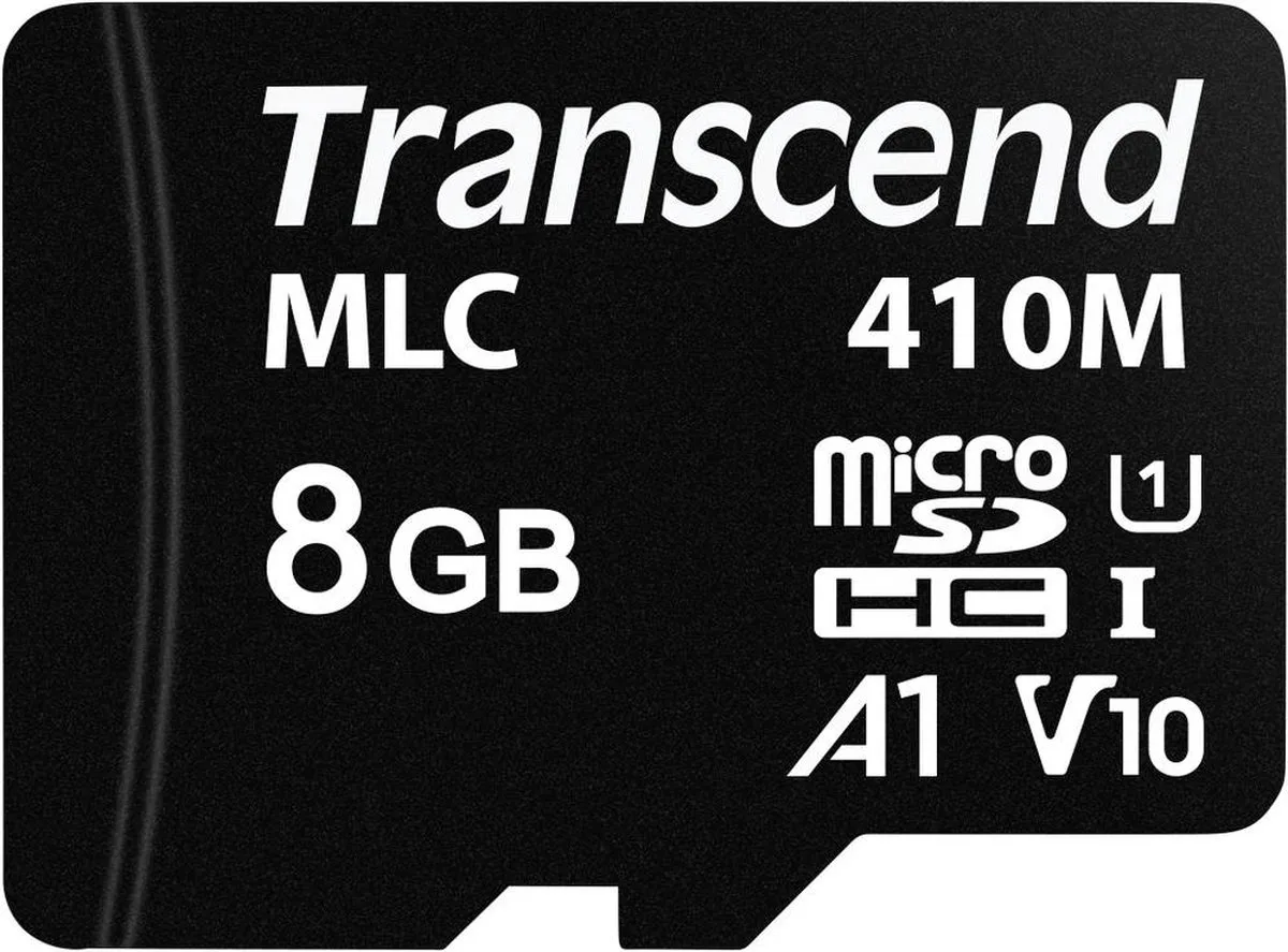 TS8GUSD410M Carte microSD industriel 8 GB Class 10 UHS-I de Transcend, Kleurloos, 8 GB – jaquette