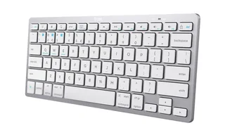 Draadloos Toetsenbord - Bluetooth - Universeel - Laptop, PC, Tablet, Ipad, iPhone - Ultra-Dun Design - Zilver van Trust, Zilver, US – cover 2 van 2