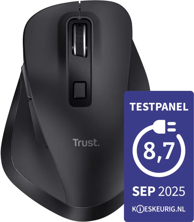 Fyda - Draadloze Muis - Multi-device - Bluetooth - Oplaadbaar de Trust, Noir – jaquette