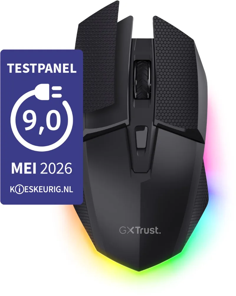 GXT 122 Felox+ - Gaming Muis Draadloos - 12.000 DPI - RGB Verlichting - Inclusief Griptape van Trust, Zwart – cover