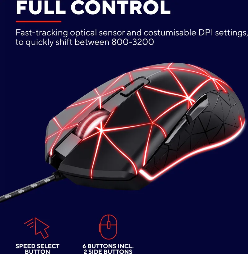 GXT 133 Locx - Gaming Muis - Bedraad - 3200 DPI - LED verlichting by Trust, Black – cover