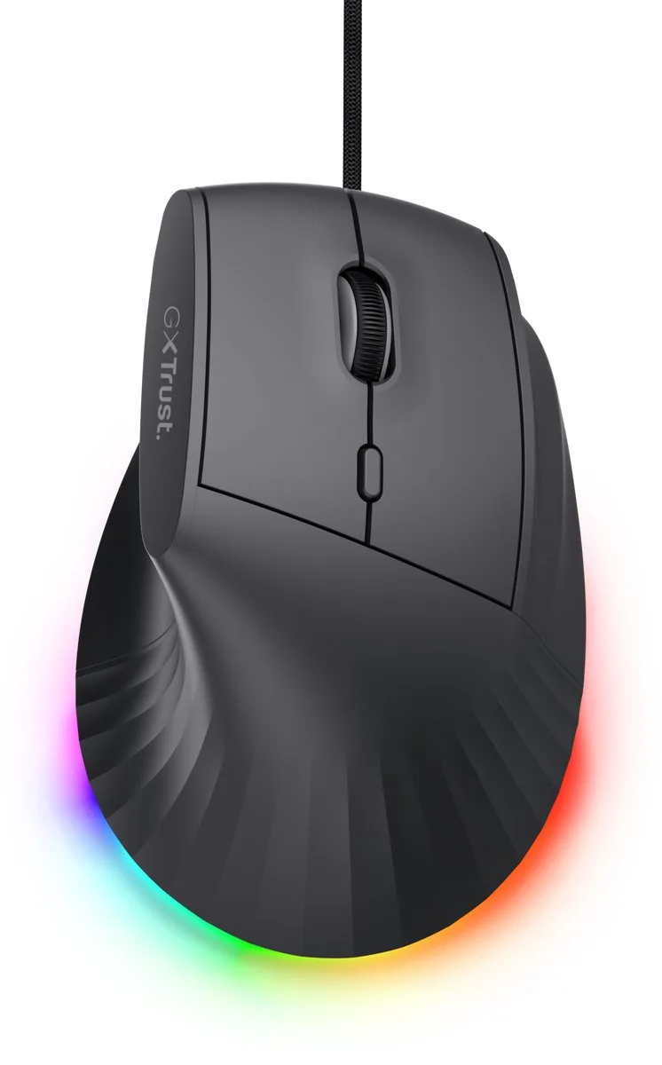 GXT 145 Rexxa - Gaming Muis - Bedraad - 12.800 DPI - RGB Verlichting - Ergonomisch Verticaal de Trust, Noir – jaquette