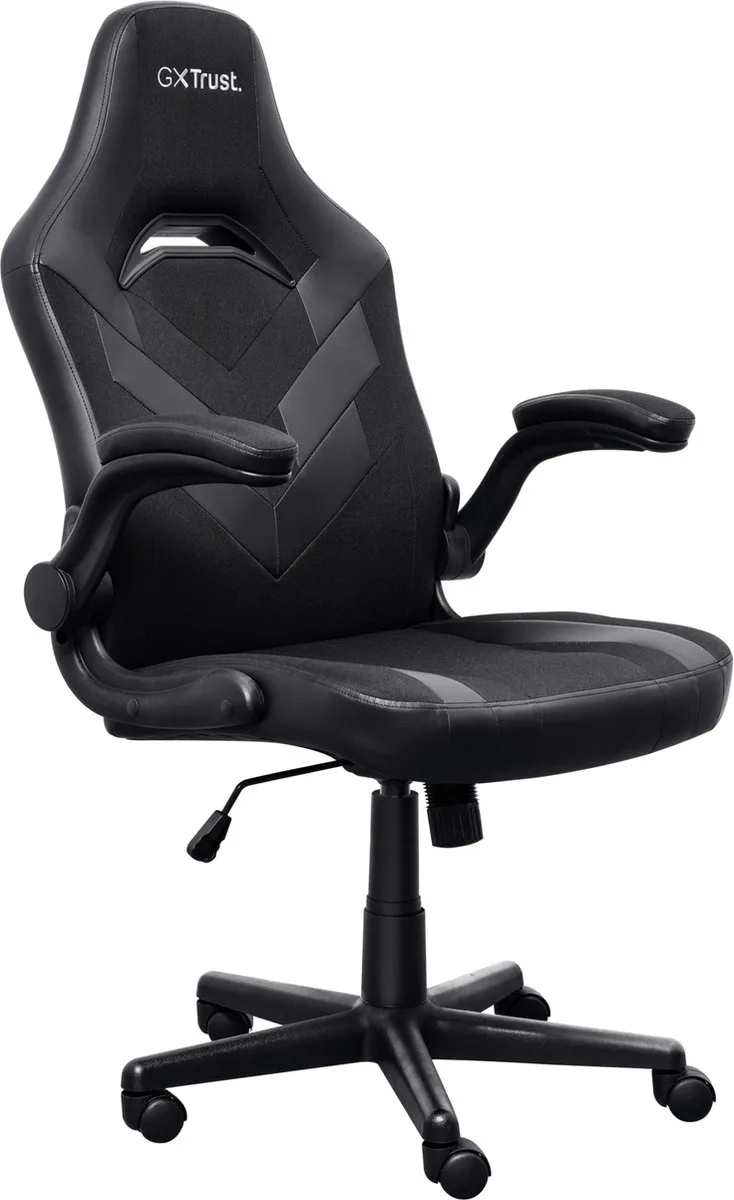 GXT 703 Riye - Comfortabele Gamestoel - Opklapbare Armleuningen - Ademende Stof en PU-leer - Tot 140 kg by Trust, Black – cover