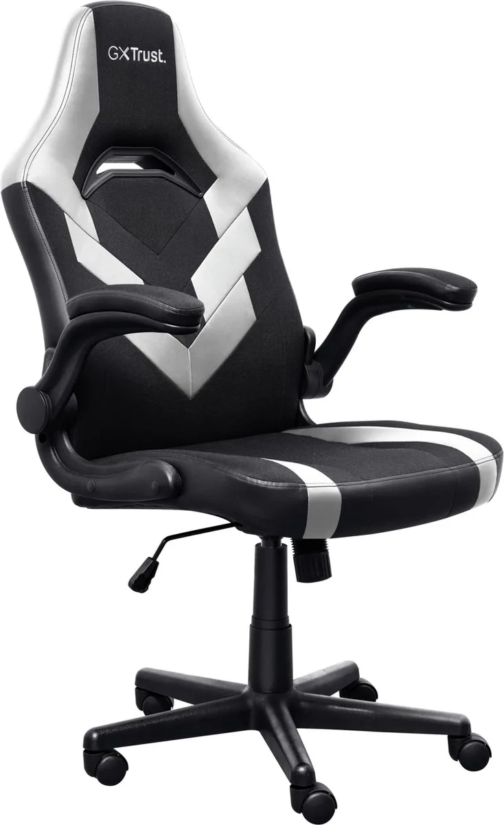 GXT 703B Riye - Comfortabele Gamestoel - Opklapbare Armleuningen - Ademende Stof en PU-leer - Tot 140 kg van Trust, Wit, Zwart – cover