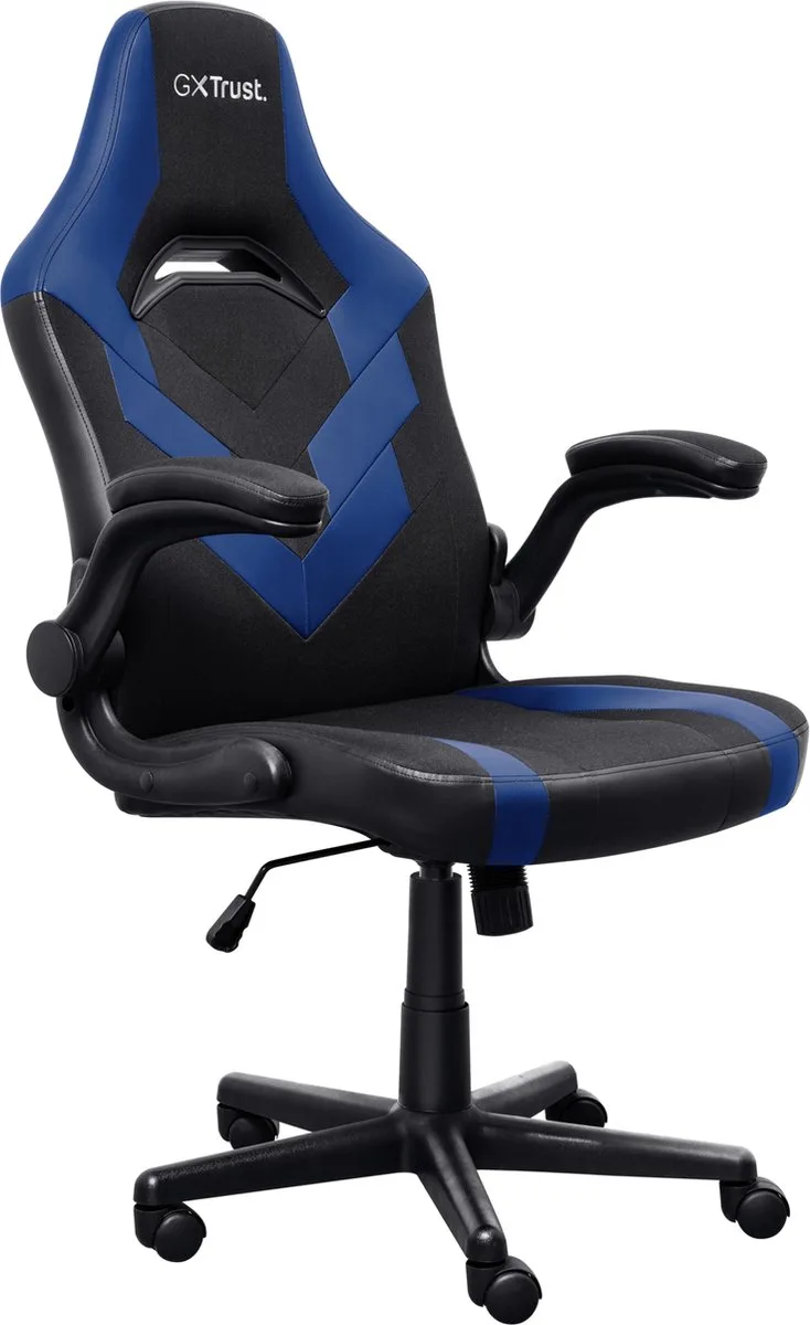 GXT 703B Riye - Comfortabele Gamestoel - Opklapbare Armleuningen - Ademende Stof en PU-leer - Tot 140 kg by Trust, Blue, Black – cover