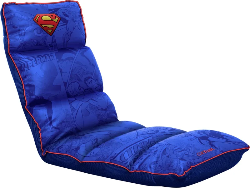 GXT 718SM RAYZEE SUPERMAN – Vloer Gaming Stoel – Opvouwbaar – Zachte stoel – Superman by Trust, Blue – cover