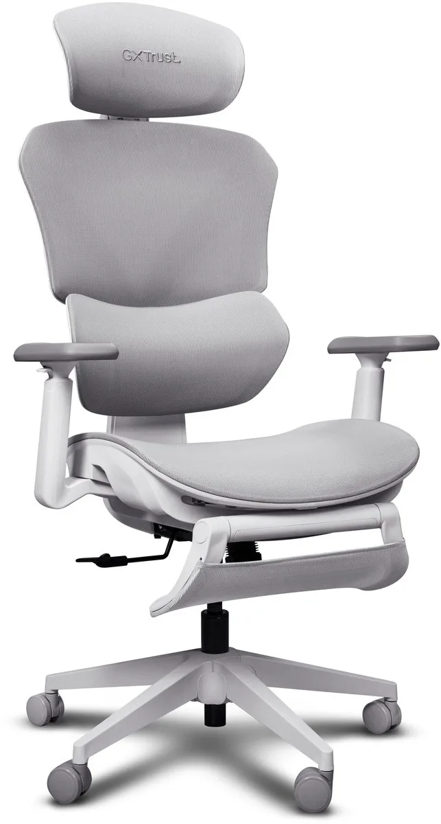 GXT 725W Rivara - Ergonomische Gamestoel - 3D-armleuningen - Ademende Mesh - Ingebouwde beensteun - Tot 150 kg van Trust, Wit – cover