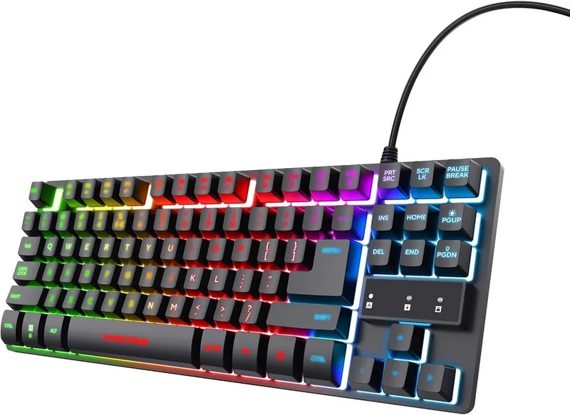 GXT 833 Thado Gaming Tastatur TKL USB LED Beleuchtung Gaming-Tastatur (RGB Beleuchtet PC Keyboard van Trust, Zwart, DE – cover