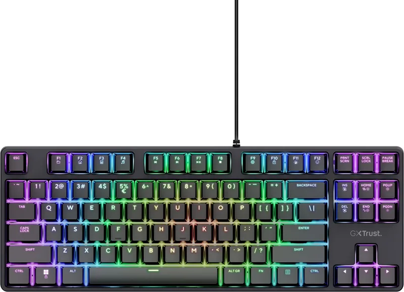 GXT 864 Cada - Gaming Toetsenbord - Mechanisch met Tactiele Huano Brown Switches - TKL - RGB - Bedraad - PC/PS5 - QWERTY US by Trust, Black, US – cover