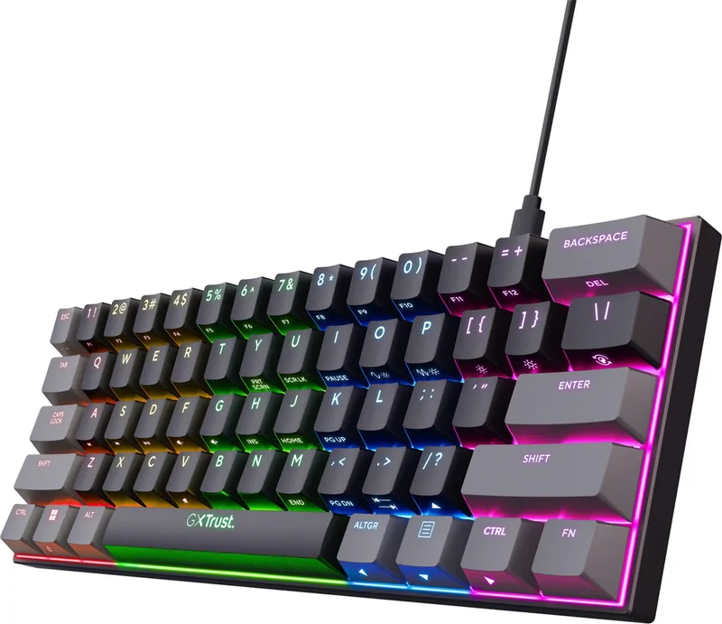 GXT 867 Acira - Gaming Toetsenbord - Mechanisch met Outemu Red Switches - 60% - RGB - Bedraad - AZERTY BE van Trust, Zwart, BE – cover