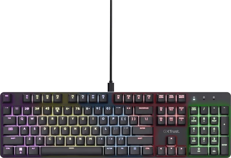 GXT 871 Zora - Gaming Toetsenbord - Mechanisch met Lineaire Huano Switches - Full-size - RGB - Bedraad - QWERTY US van Trust, Zwart, US – cover