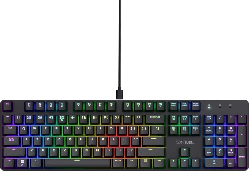 GXT 871 Zora - Gaming Toetsenbord - Mechanisch met Lineaire Huano Switches - Full-size - RGB - Bedraad - Zwart van Trust, Zwart, BE – cover