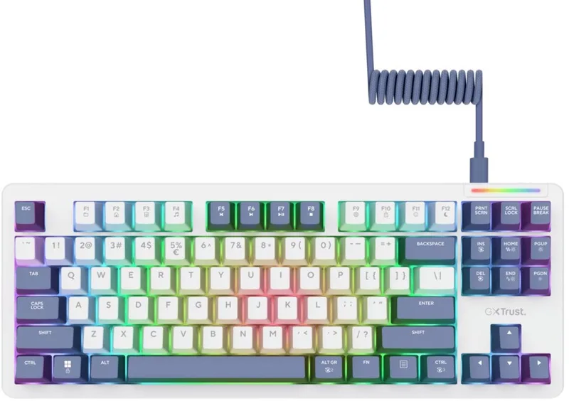 GXT 872 Xyra - Gaming Toetsenbord - Mechanisch met Lineaire LEOBOG Seiya Switches - Hot-swappable - TKL - RGB - Bedraad - PC/PS5 - QWERTY US by Trust, White, US – cover