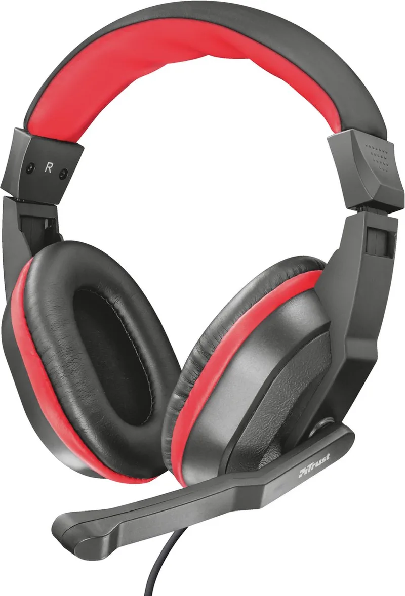 Headphones with Microphone Trust 21953 Red Black van Trust, Zwart, Rood – cover
