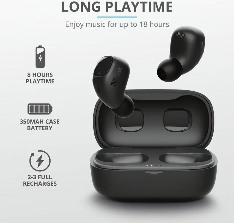 Nika Compact Bluetooth Earphones by Trust, Black – cover