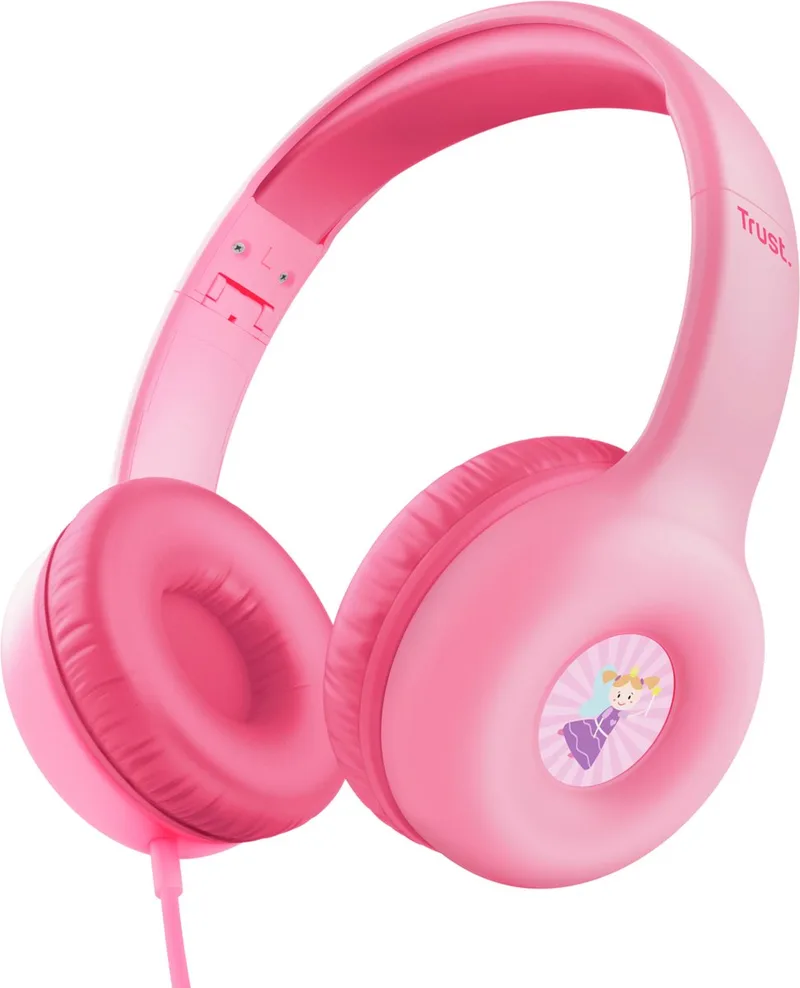Nouna - Koptelefoon voor kinderen - Bedraad - Incl. Stickers by Trust, Pink – cover