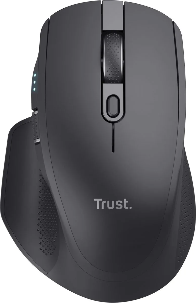 Ozaa+ - Draadloze Muis - Multi-device - Zijscrollwiel - Oplaadbaar de Trust, Noir – jaquette 1 sur 2