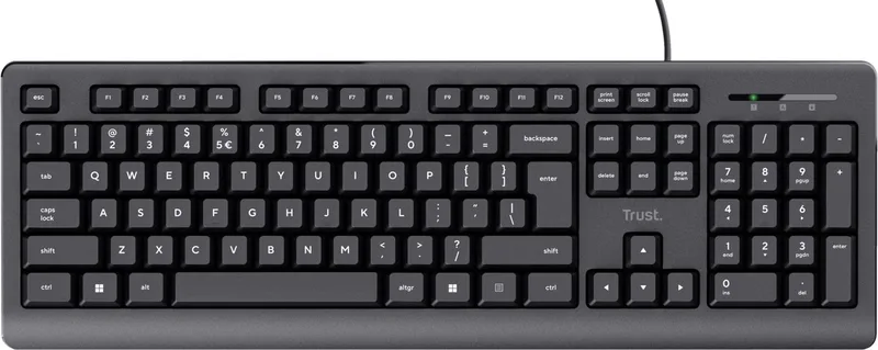Primo - Bedraad Toetsenbord - Full-size - Stille Toetsen - Morsbestendig - Zwart de Trust, Noir, US – jaquette 1 sur 2