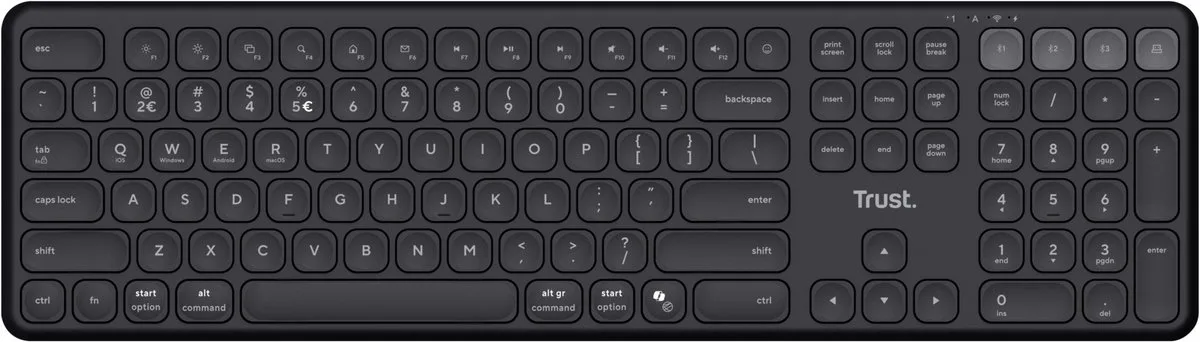 Vaiya Toetsenbord Bluetooth Zwart Oplaadbaar van Trust, Zwart, DE – cover