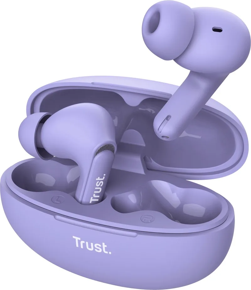 Yavi Bluetooth Earbuds - Volledig Draadloze Oordopjes met Noise-Cancelling Microfoons de Trust, Violet – jaquette