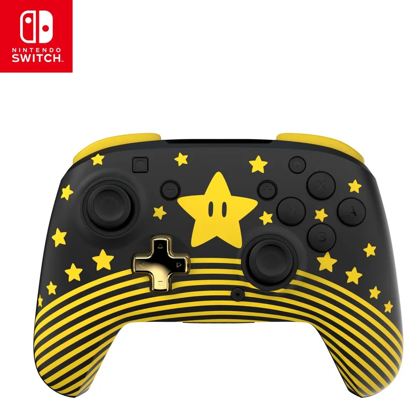 Rematch Glow In The Dark - Draadloze Controller - Nintendo Switch & Nintendo Switch 2 - Super Mario Star by Turtle Beach, Black, Gold, Yellow – cover