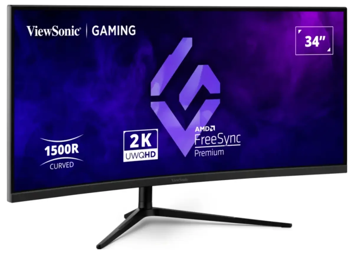 VX3418C-2K LED-monitor Energielabel F (A - G) 86.4 cm (34 inch) 3440 x 1440 Pixel 21:9 1 ms HDMI 2.0b VA LED fra ViewSonic, Sort – cover