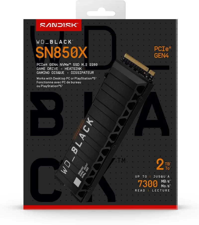 Black SN850X - Interne SSD met Heatsink - NVMe M.2 - PS5 compatibel by Western Digital, 2 TB – cover