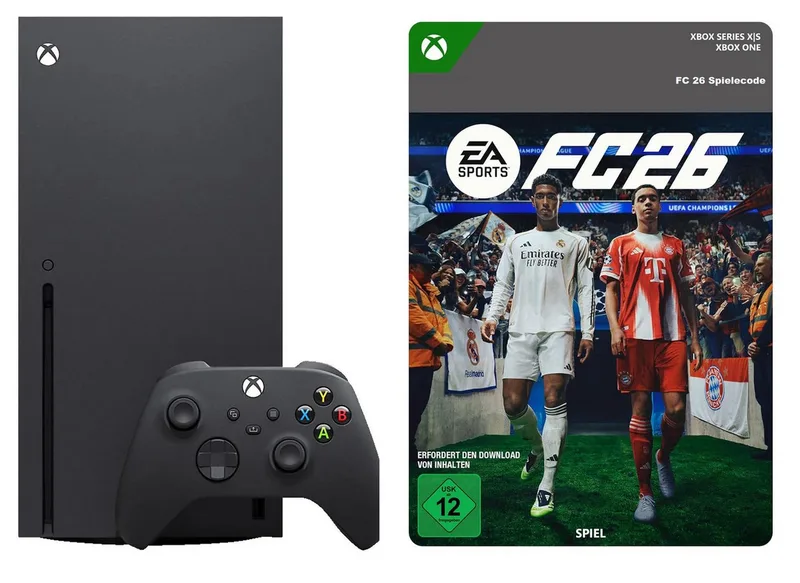 Series X 1TB SSD + FC 26 (FIFA 26) Spielecode Bundle 1TB van Xbox, Zwart, 1 TB – cover