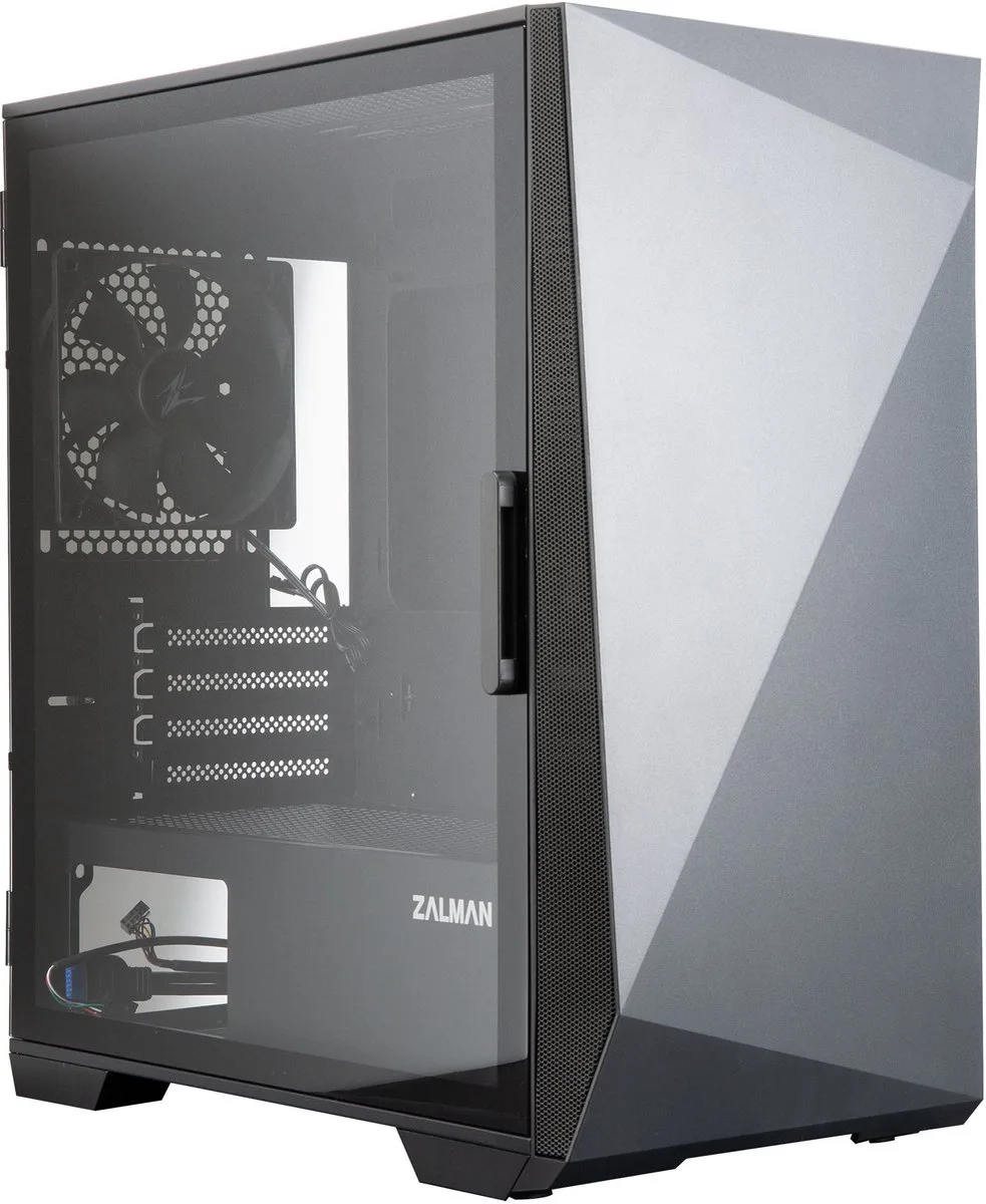 Z1 Iceberg - mATX Mid Tower PC Case/ Pre-installed fan : 2 x 120mm fan in front & 1 x 120mm fan in rear/ Support up to 240mm radiator at front/Top/ Drive bays : 2 x 2.5/3.5 & 3 x 2.5/ Tempered glass on left side/Black van Zalman, Zwart – cover