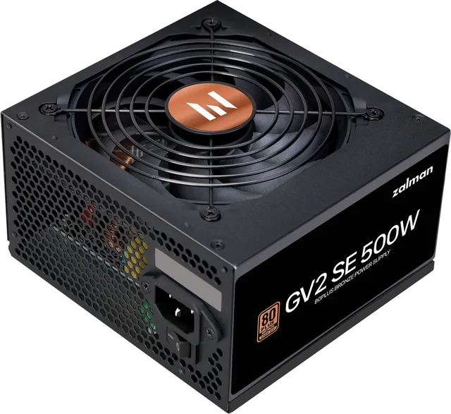 ZM500-GV2SE GV2SE 500W PSU 80 Plus Bronze ATX 12V v2.52, Active PFC, 88% efficiëntie, HDB 120mm fan, OCP/OTP/OPP/OVP/UVP/SCP, CE, RoHS, Full-range input