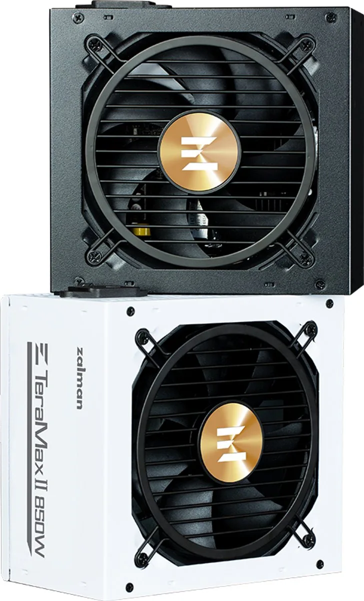ZM850-TMX2 TerraMax II 80 Plus Gold PSU 850W Full-modular ATX 3.0 PCIe 5.0, 12VHPWR, APFC, Single rail, DC-to-DC, 120mm fan FDB bearing van Zalman, Wit – cover